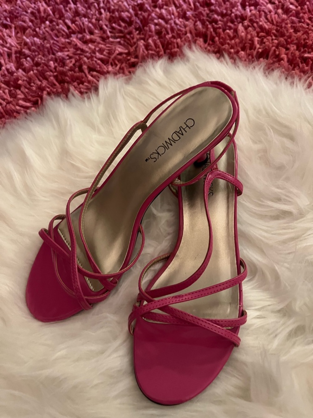 Chadwicks Hot Pink Strappy Slingback Heels- (never worn)